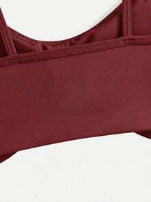 SHEIN Cheerettes Women's Spaghetti Strap Sports Bra Gym Workout Fitness Pilates High Support Burgundy Red All Season - Burgundy - View 6
