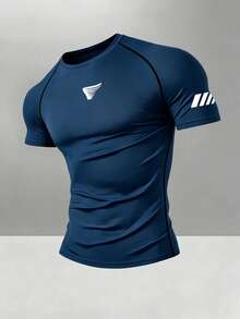 Gym Rark Men's Short Sleeve T-Shirt And Long Pants Sports Set - Royal Blue - View 3