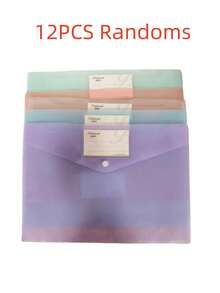 4/12PCS Classic Style A4 File Folders - Transparent PP Envelope Folders With Snap Closure, Thick High-Capacity Storage Pouches, Suitable For Students And Office Use, Professional Look, Streamlined Design, Durable Material, File Sleeves, Business Use - Thickened portfolio - View 16