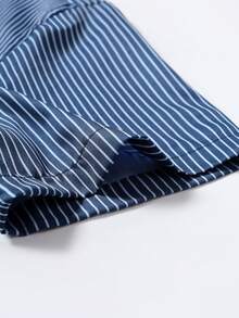 Calvornis Men's Business Striped Pocket Single-Breasted Short Sleeve Shirt - Multicolor - View 4