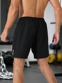 GymBeat Men's Drawstring Waist Pocket Casual Daily Travel Sports Shorts - Black - View 2