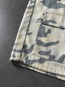 ROMWE MEN Street Life Men's All-Over Print Pocket Casual Versatile Daily Travel Denim Shorts - Multicolor - View 5