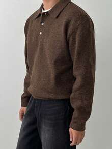 DAZY Jersey liso de color marrón casual para hombre, primavera e invierno - Café integral - Ver 6