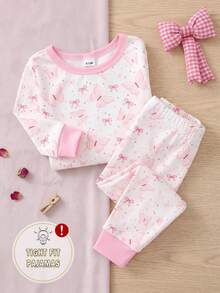 Setelan Atasan Lengan Panjang dan Celana Motif Kupu-kupu untuk Bayi Perempuan, Bahan Kain Lembut dan Hangat untuk Musim Gugur dan Musim Dingin, Pas di Badan. - MultiWarna - View 5