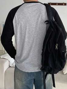 DAZY Men's Colorblock Raglan Sleeve T-Shirt - Black - View 2