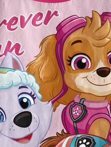 SHEIN | PAW Patrol 少女夏季拼色狗狗印花短袖T恤 - 白色 - 查看 4