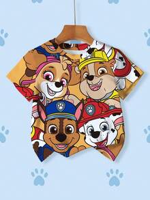 SHEIN | PAW Patrol Camiseta de manga corta con estampado de dibujos animados para niño - Blanco - Ver 1