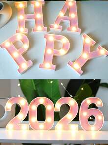 1pc 16cm Home Decor LED Letter & Number Lights, Battery Power 1st 18th 30th 50th Birthday Party Decor Marquee Number Letter Sign Light,Light Up Letters For Wall Decor Bedroom Decor,Proposal Wedding Decoration Illuminated Alphabet Sign - Pink - View 10