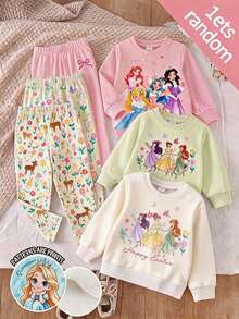 Girls' White Fleece Crew Neck Sweatshirt & Long Leggings Set, Sample Blank - Multicolor - View 2