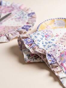 SHEIN Patchwork Floral Long Table Runner, Ruffled Edge Fresh Natural Pastoral Style Table Mat, Kitchen & Dining Room Decor, 2 Colors Available (Purple & Blue Patchwork Floral) - Purple/blue spliced flower - View 9