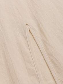 Linhara CURVE Plus Size Elegant Versatile Spaghetti Strap V-Neck Hem Slit Vacation Beach Dress - Apricot - View 6