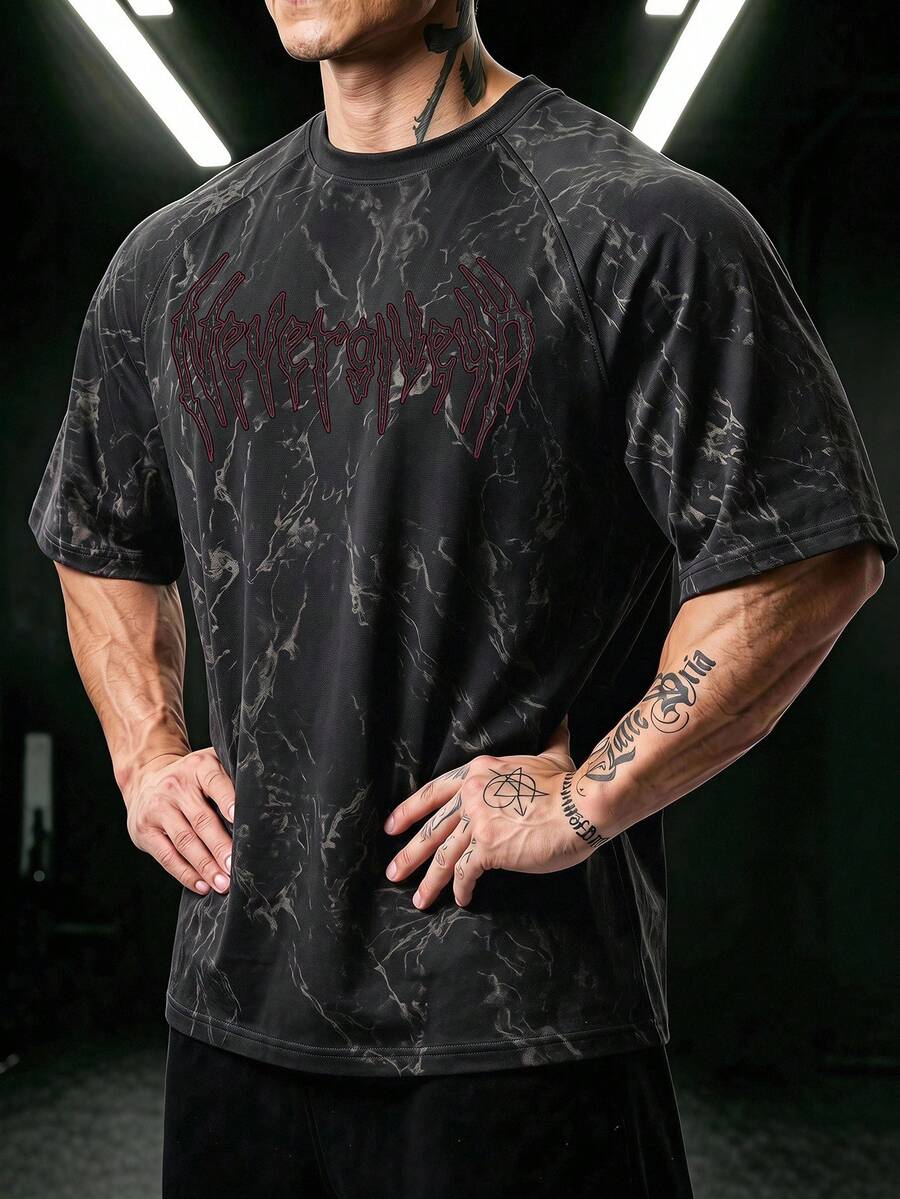 GymBeat 男士哥德字母印花短袖涼感絲棉 T-shirt 200g - 彩色 - 查看 1