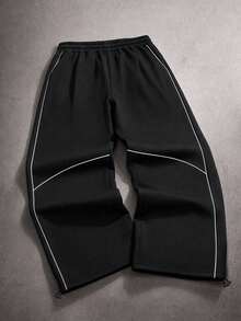 STYNVO Men's Geometric Pattern Pocket Loose Casual Pants - Black - View 2