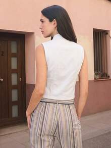 Nöista Top de mezclilla con botones militares - Blanco - Ver 2