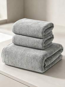 Cirelle 1pc/3pcs Ultra Soft Bath Towel - Super Absorbent & Quick Drying Grey Bath Towels, Thick Plush Hand Towel & Washcloth Set For Bathroom, Gym, Spa - Light Grey - View 10