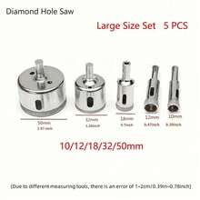 5/10/15Pcs Diamond Coated Drill Bits Set High Speed Steel Hole Saw Cutter Kit Durable Power Tool For Glass Ceramic Porcelain Marble Tile Drilling Hole Cutter Set 3mm To 50mm Precision Cutting Smooth Edges Wear ResistantFor DIY Home Improvement Repair - multicolor - View 15