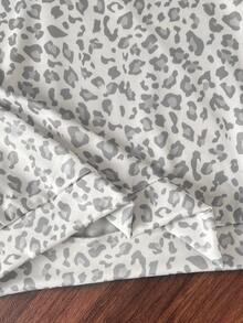 SHEIN 少女豹紋長袖半拉鍊休閒運動衫 - 灰色 - 查看 6