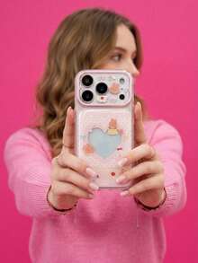 ShellaStory غطاء هاتف شفاف بتصميم أرنب وخبز وقلب وردي من الإيبوكسي وتفاحة، متوافق مع iPhone 17 PM وiPhone 16 Pro وiPhone 15، تغطية كاملة بحافة ناعمة وهيكل صلب، كرتوني لطيف للبنات، إبداعي هندسي، ستايل كارديجان منعش، نيش، ستايل إنستقرام - شفاف - مشاهدة 3