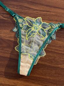 SHEIN 2件組女款裸色性感內衣套裝 - 橄欖綠 - 查看 4