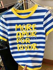 DrmWander Camiseta de mujer, camiseta de manga corta con gráfico de estilo casual de calle, top de verano lindo - Verde - Ver 3