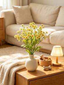 Cirelle 1pc/3pcs Artificial Yellow Daisy Flower Stem, Fake Wildflower Spray, Faux Silk Chamomile Branch For Vase Fillers, Wedding Arrangements & Home Table Floral Decor - Multicolor - View 6