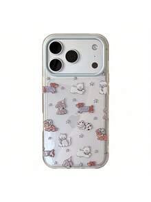 ShellaStory Engraved Sparkle Powder Dog Apple 17 Pro Phone Case Phone 16 Transparent Sparkle Powder 13/15 Shockproof 14 Applicable 17 Cute, Creative, Geometric, Card Style, Cute, Fresh, Niche, Ins Style - Clear - View 4