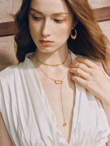 Opalesca 2pcs Gold-Tone Minimalist Necklace Set - Gold - View 5
