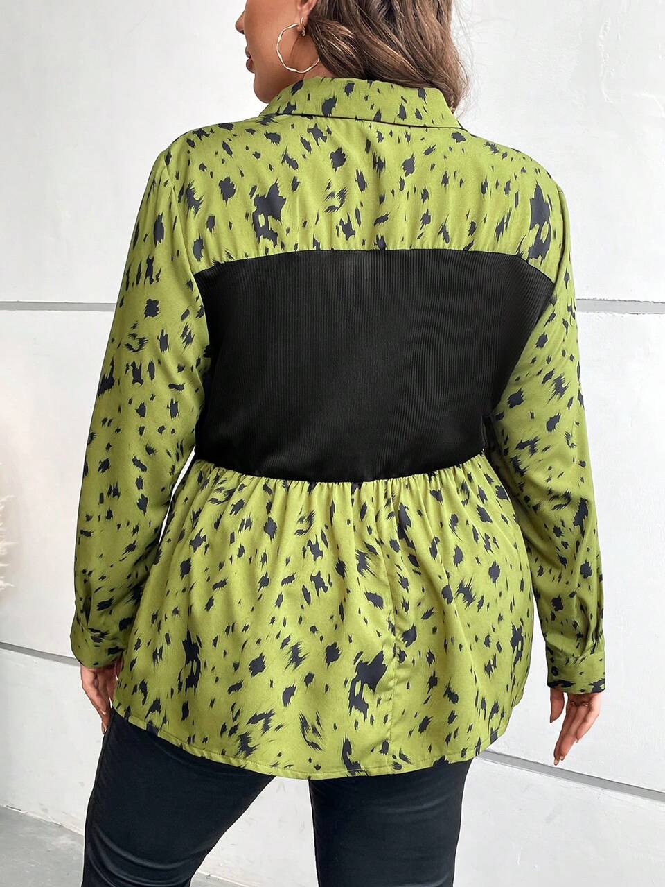 Plus Graphic Print Peplum Top Fall Cloth For Women