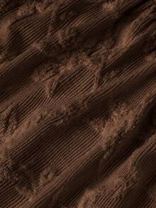 Skyraze Gaun Musim Panas Wanita Elegan Warna Polos dengan Tali Ruffle Renda - Coklat - View 4