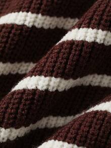 Dazy Kids Tween Girl Striped Patchwork Bow Pattern Casual Everyday Knit Top - Brown - View 7