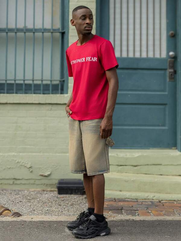 BelSigned BelSigned 男士简约时尚休闲牛仔短裤，适合日常穿着