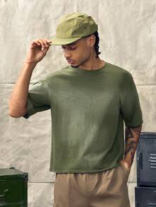Norleigh Camiseta de manga corta holgada casual con cuello redondo y degradado para hombre, de algodón, para vacaciones - Verde - Ver 6