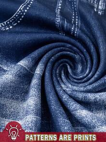 INAWLY Plus Size Fashionable Solid Blue Casual Leggings - Multicolor - View 5