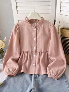 SHEIN 女童 4-7歲 緞面細肩帶 V領純色絲滑優雅仙女公主風派對嬰兒洗禮白色秋季吊帶洋裝 - 粉色 - 查看 6
