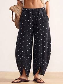 Bohemela Celana Jeans Halloween Prancis Wanita, Pakaian Kembali ke Sekolah Musim Gugur, Celana Jeans Kasual, Celana Petani, Pakaian Konser Country, Celana Jeans Polkadot, Celana Jeans Hitam, Celana Jeans Rodeo - Hitam - View 1
