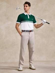 男士復古運動風配色拼接條紋高貴馬標誌剪影 Polo 衫 - 彩色 - 查看 6