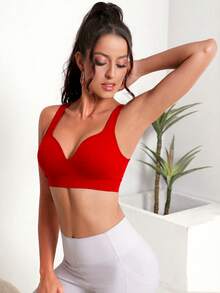 Easithlete Easithlete 女款純色百搭優雅運動內衣 - 紅色 - 查看 3