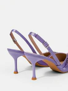 CUCCOO HITCHD Spring And Summer New Rhinestone Decoration Pointed Toe Thin Heel High Heel Elegant Gorgeous Style Wedding Bride Wedding Shoes Dating Dinner Party - Purple - View 5