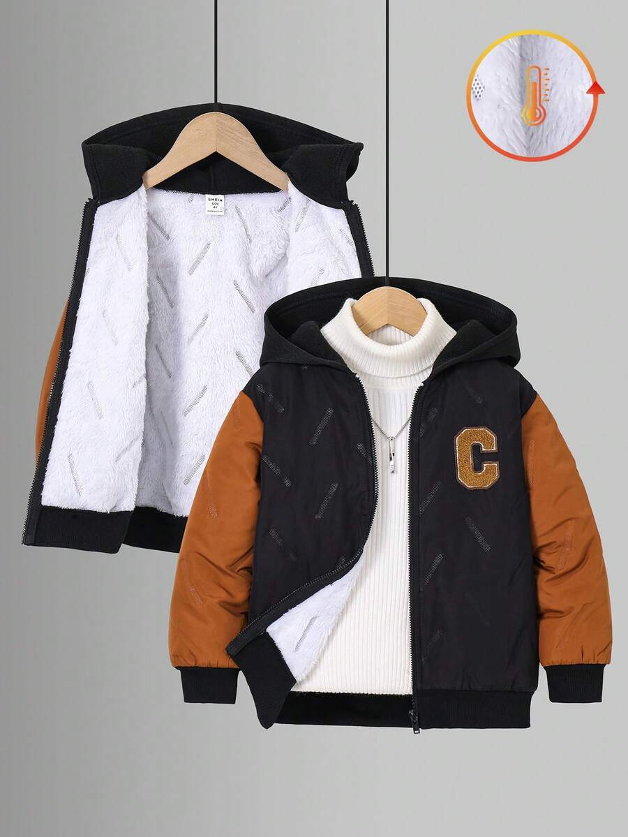SHEIN Young Boy Fashion Jacket Padded Coat Suitable For Autumn/Winter - Multicolor - View 1