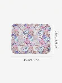 SHEIN Patchwork Floral Long Table Runner, Ruffled Edge Fresh Natural Pastoral Style Table Mat, Kitchen & Dining Room Decor, 2 Colors Available (Purple & Blue Patchwork Floral) - Purple/blue spliced flower - View 4