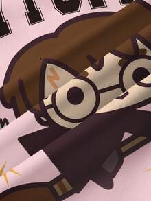 HARRY POTTER X SHEIN 少女秋冬卡通印花刷毛衛衣 - 白色 - 查看 6