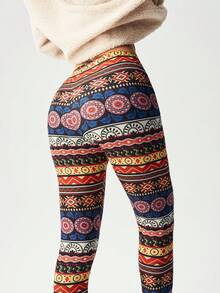 Bohemela Casual Vacation Knit Printed Slim Fit Women's Leggings - Multicolor - View 5