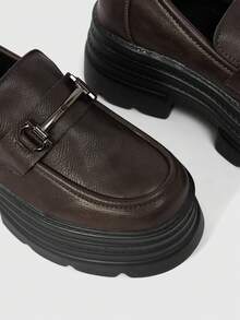 ROMWE Goth Ladies Grey Slip-On Loafers Mary Jane Flats Japanese JK Uniform Style Formal Work Shoes Wedge Heel Platform Commuter Tooling Shoes - grey + square buckle - View 3