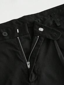 EASEVO Men's Plus Size Fashionable Versatile Solid Color Pants - Black - View 7