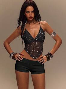 TypaGal Fashion Versatile Fitted Shorts - Black - View 3