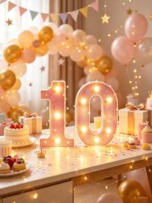 1pc 16cm Home Decor LED Letter & Number Lights, Battery Power 1st 18th 30th 50th Birthday Party Decor Marquee Number Letter Sign Light,Light Up Letters For Wall Decor Bedroom Decor,Proposal Wedding Decoration Illuminated Alphabet Sign - Pink - View 11