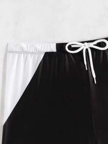ZELFYO Men's Drawstring Waist Color Block Casual Shorts, Suitable For Summer Vacation - Black - View 7