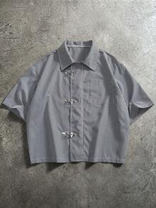 PAVTROS Men's Striped Casual Short Sleeve Shirt With Airplane Buckle For Daily Wear - Multicolor - View 1