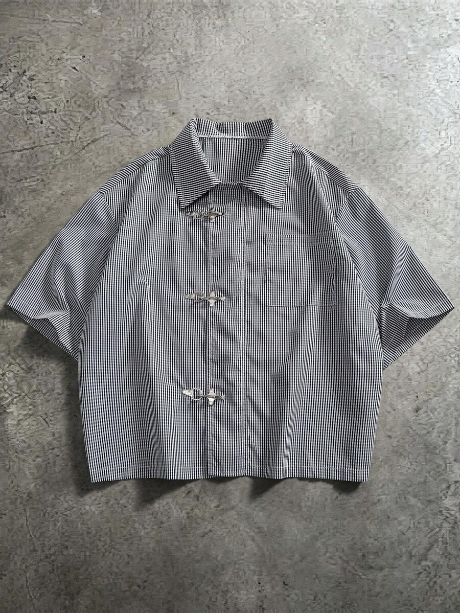 PAVTROS Men's Striped Casual Short Sleeve Shirt With Airplane Buckle For Daily Wear - Multicolor - View 1