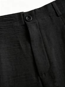 Sweetra Women's New Fashion Versatile Retro Elegant Textured Faux Linen Pleated Wide Leg Long Pants - Black - View 6